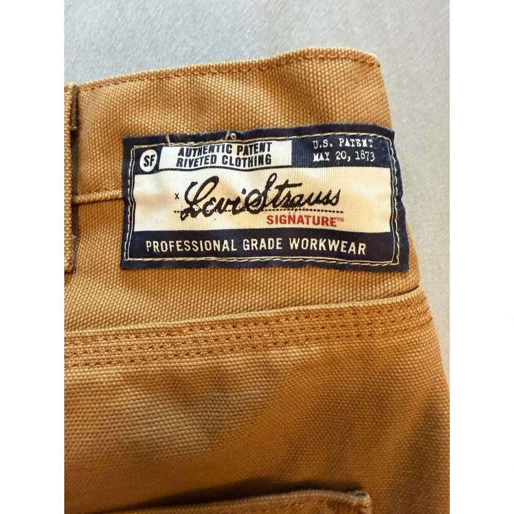 Levi's Pants Mens 38x33 Brown Carpenter Slim Taper Canvas Stretch Workwear